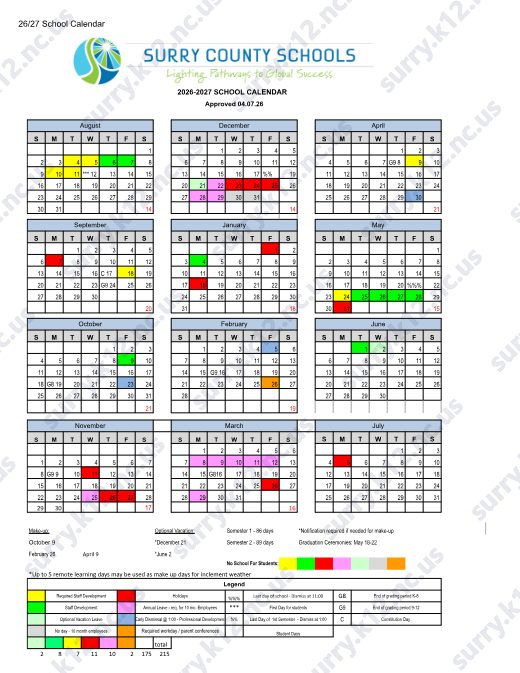2026-2027 Calendar preview