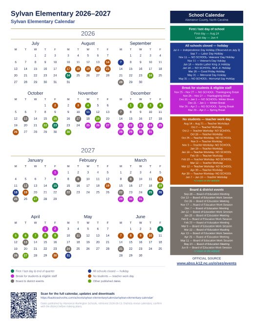 Sylvan Elementary Calendar preview