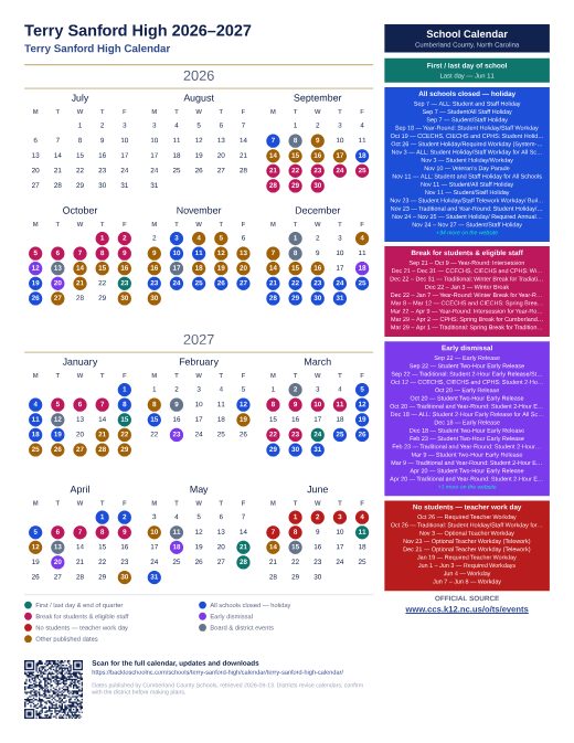 Terry Sanford High Calendar preview