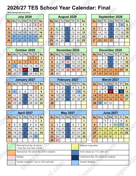 2026-2027 Calendar preview