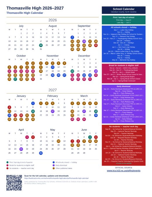 Thomasville High Calendar preview