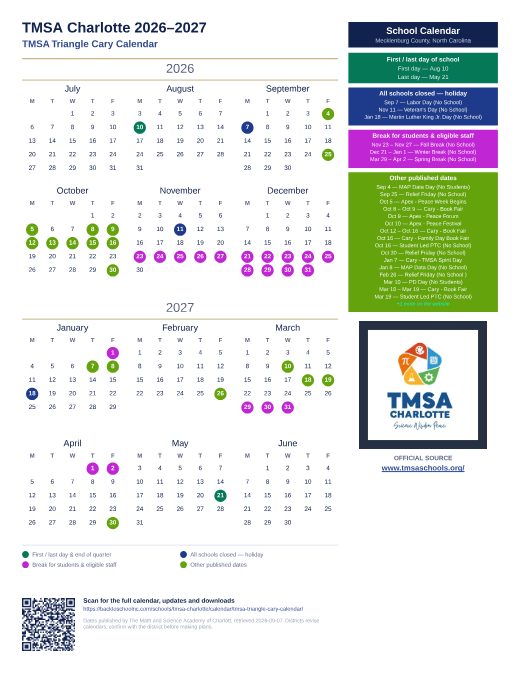 TMSA Triangle Cary Calendar preview