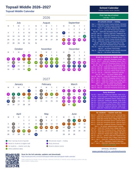 Topsail Middle Calendar preview