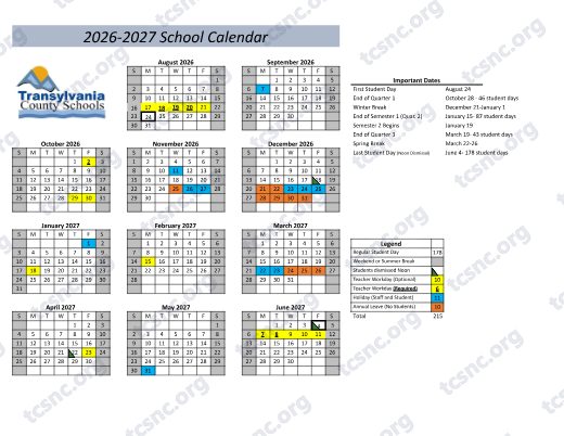 2026-2027 Calendar preview