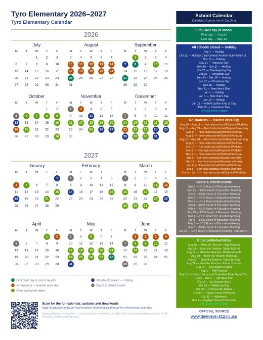 Tyro Elementary Calendar preview