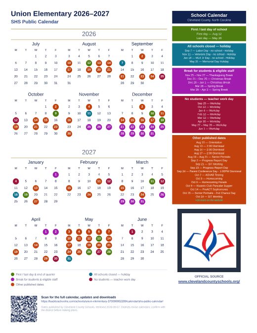 SHS Public Calendar preview