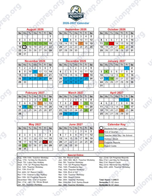 2026-2027 Calendar preview