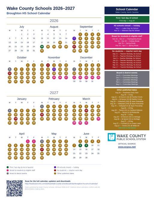 Broughton HS School Calendar preview