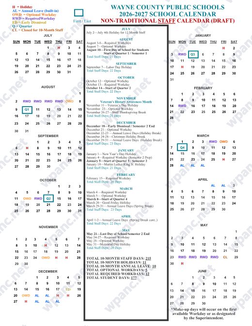 2026-2027 Calendar preview