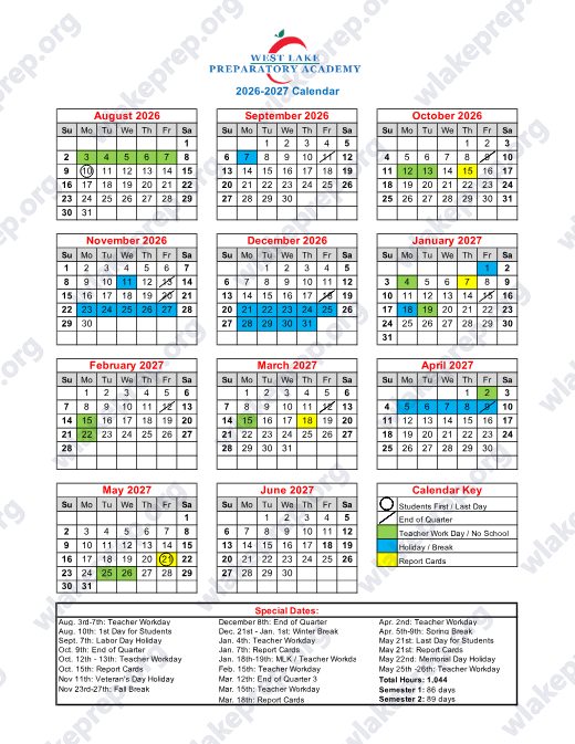 2026-2027 Calendar preview