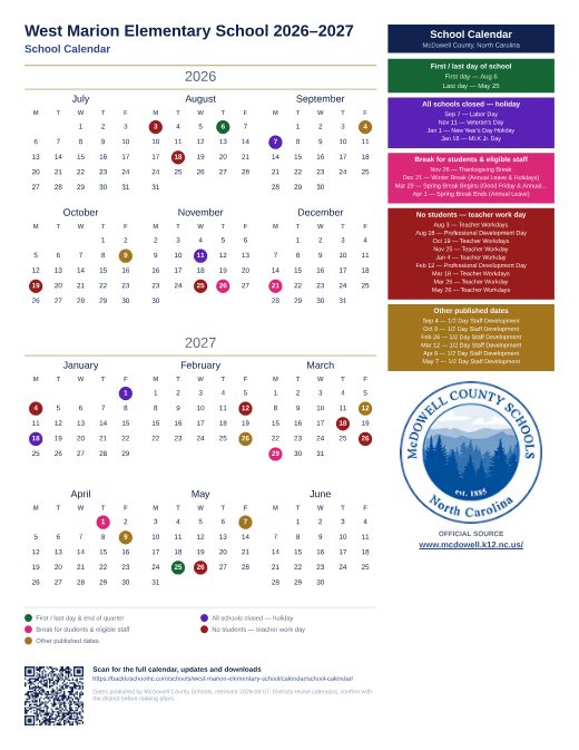 School Calendar preview