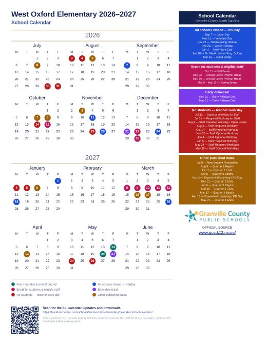 School Calendar preview