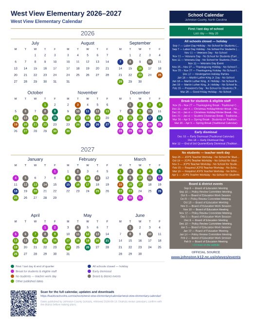 West View Elementary Calendar preview