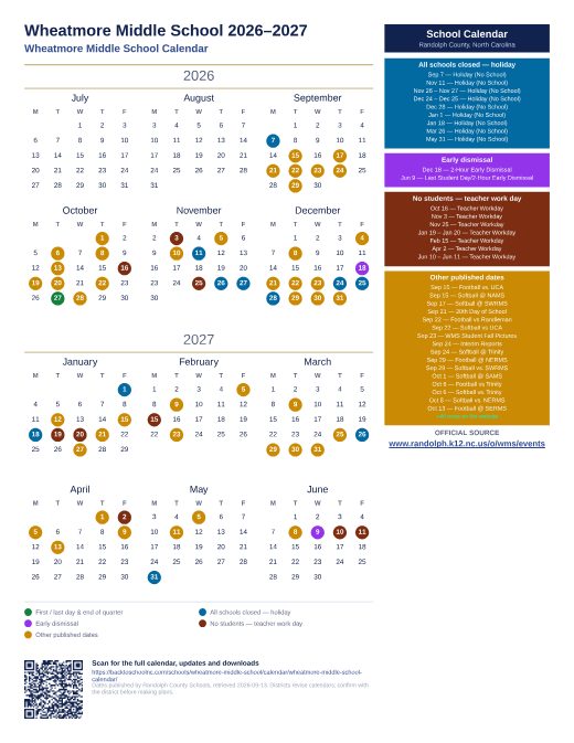 Wheatmore Middle School Calendar preview