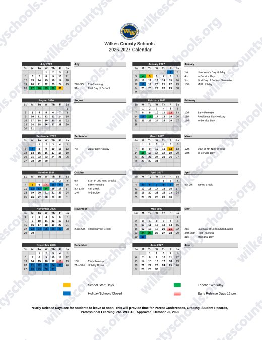 2026-2027 Calendar preview